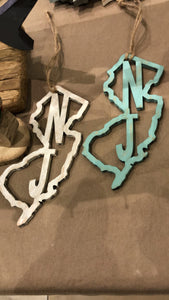 New Jersey with NJ Cutout - Ornament or Magnet